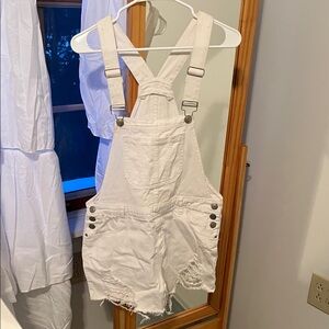 Hot Kiss White Denim Overalls